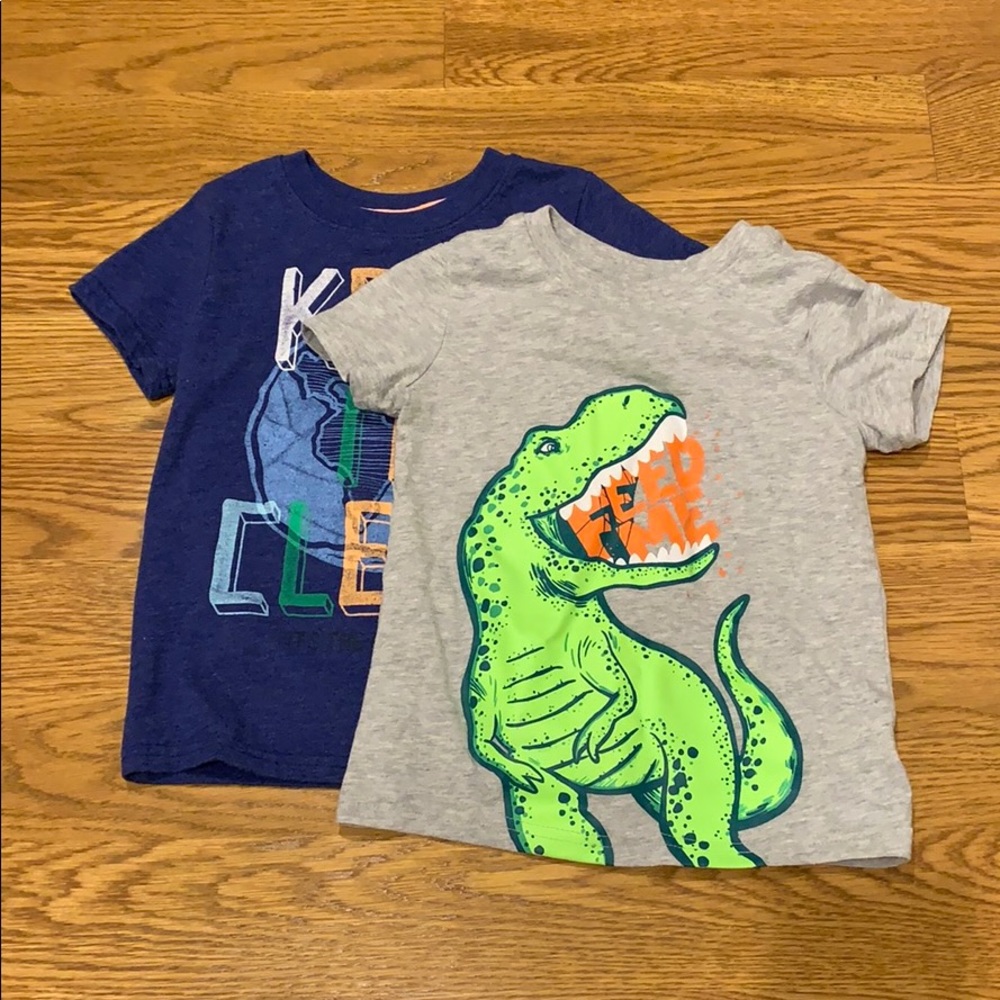 Two Cat & Jack shirts dinosaur and earth day type